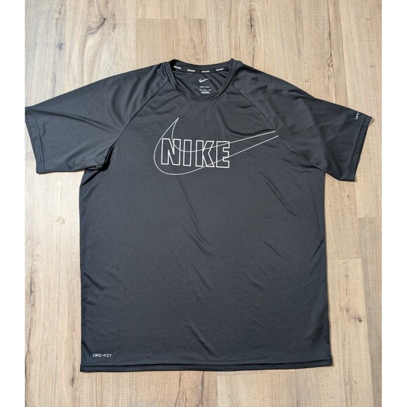Nike Size XL Dri-Fit Swim Hydroguard Black Shirt Rash Guard UPF 40+  EUC - Picture 2 of 9
